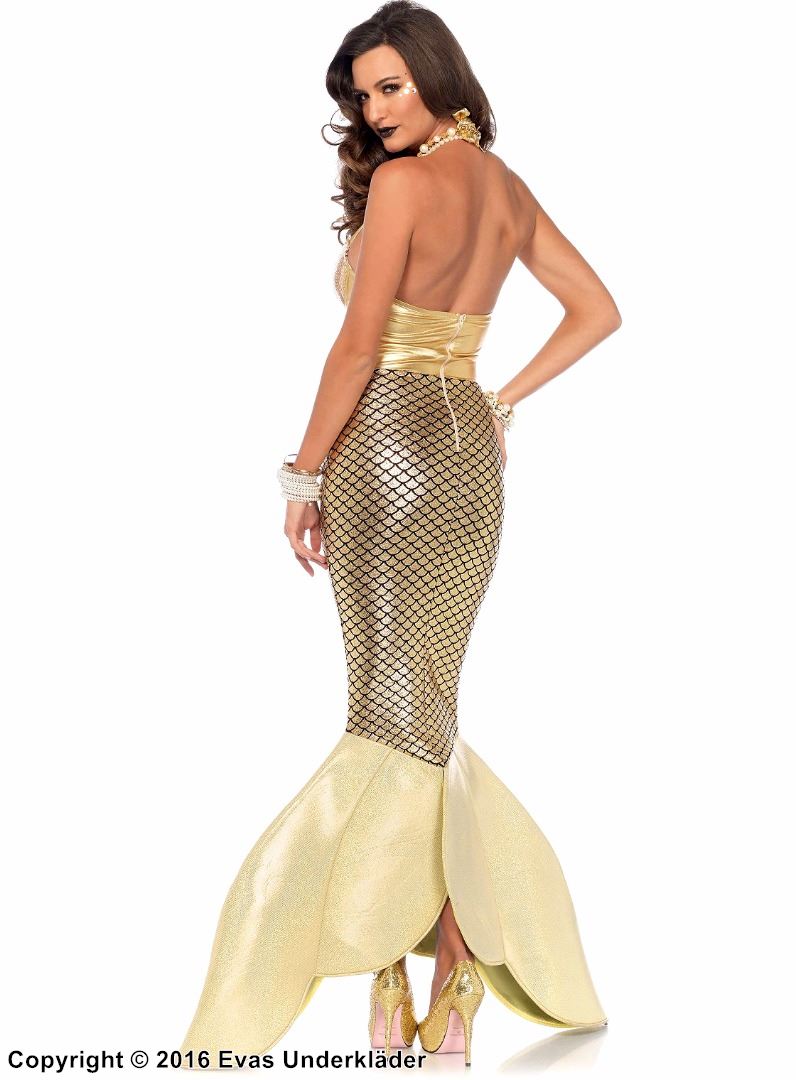 Mermaid, costume dress, sequins, halterneck, tail, fish scales